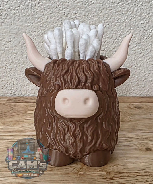 Highland Cow Q-tip holder